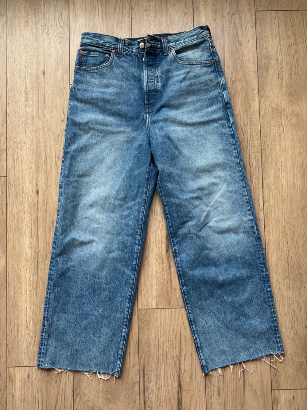 Madewell The Wide-Leg Jean Women’s 32x32 Blue Denim Cotton Pockets Straight Leg